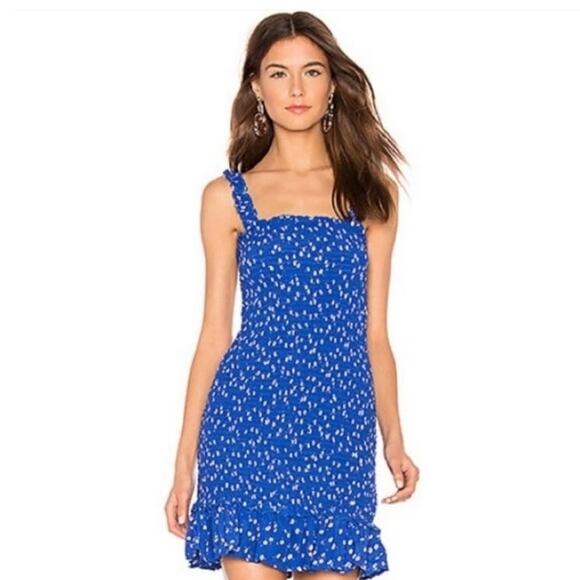 Faithfull the Brand Del Mar Mini Dress in Cobalt Betina Floral Size 2 - Picture 5 of 13